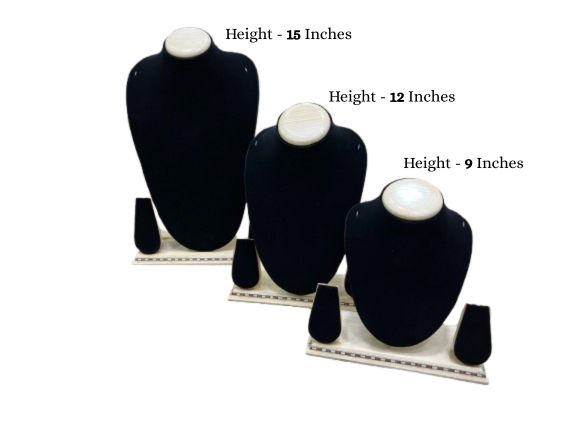 Necklace stand - Black Velvet Natural Wood