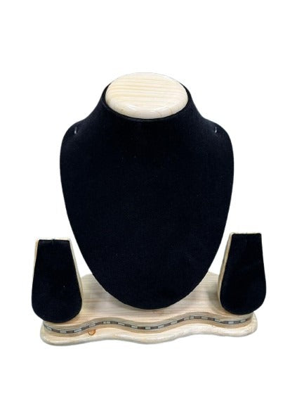 Necklace stand - Black Velvet Natural Wood