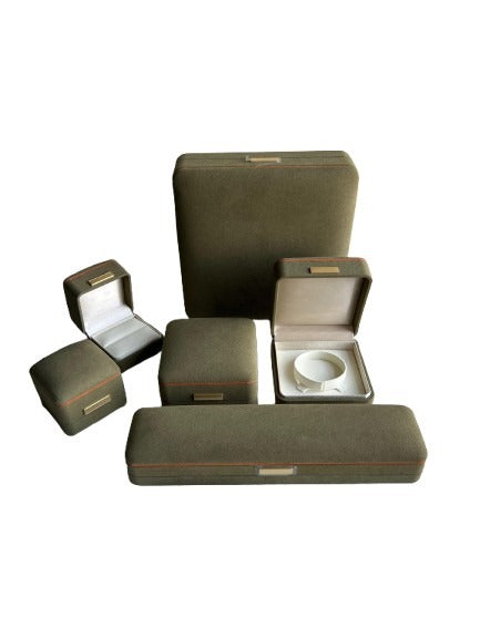 NECKLACE SET BOX - Olive Microfiber Suede Series