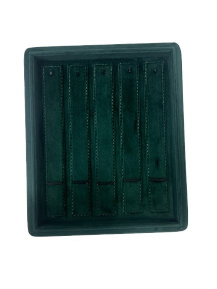 Green Velvet Stitch Tray - 5 Chain/ Bracelet (10x12 Inches)