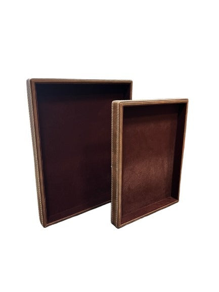 Brown Velvet Stitch Plain Tray